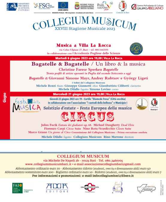 Collegium Musicum Bari – CIRCUS – 20 giugno 2023