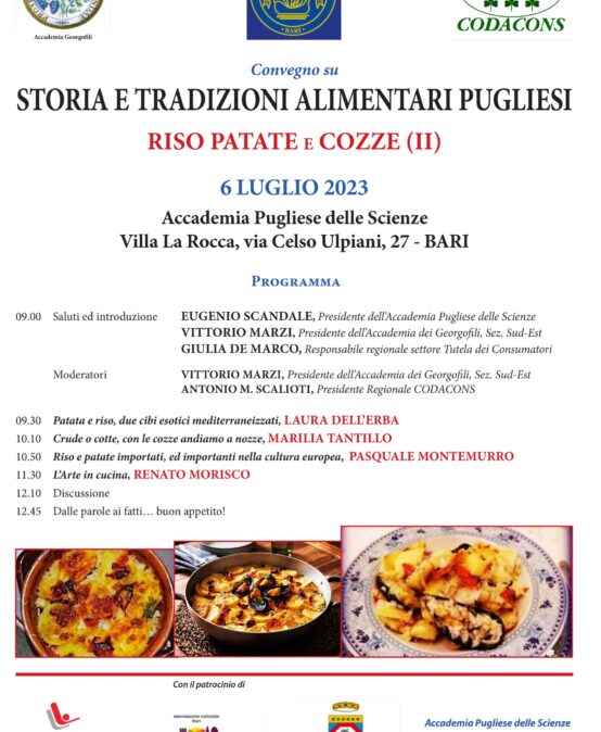 Convegno Storia e Tradizioni Alimentari Pugliesi 6 luglio 2023