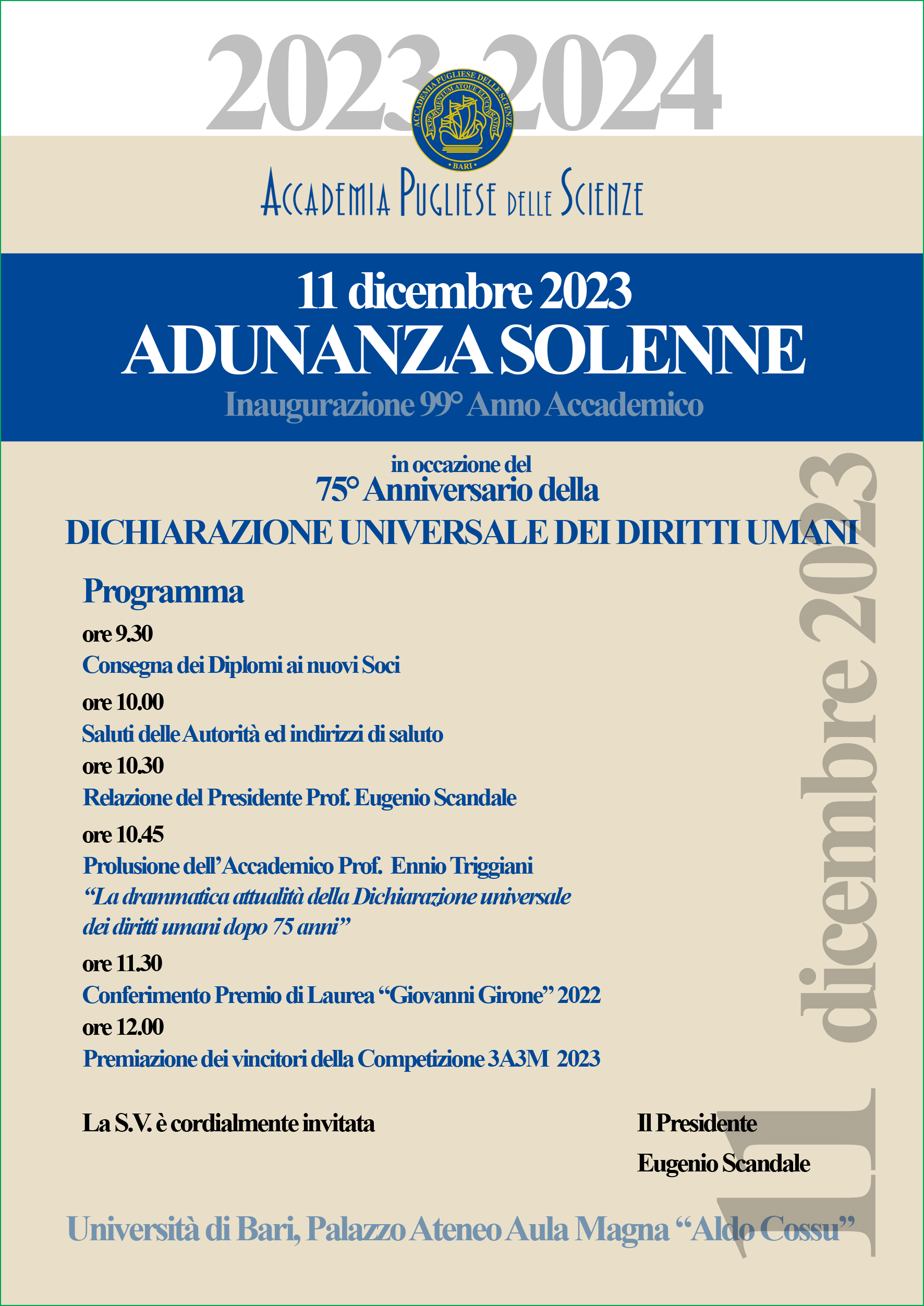 Inaugurazione 99° Anno Accademico – 11 dicembre 2023