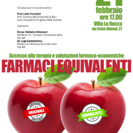 Farmaci equivalenti - Conferenza - Bari - Accademia Pugliese delle Scienze - 21 febbraio 2024