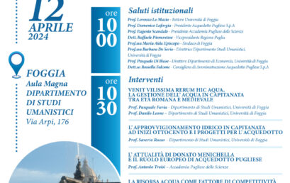 La Forma dell’Acqua – I cento anni dell’Acquedotto a Foggia  – 12 aprile 2024